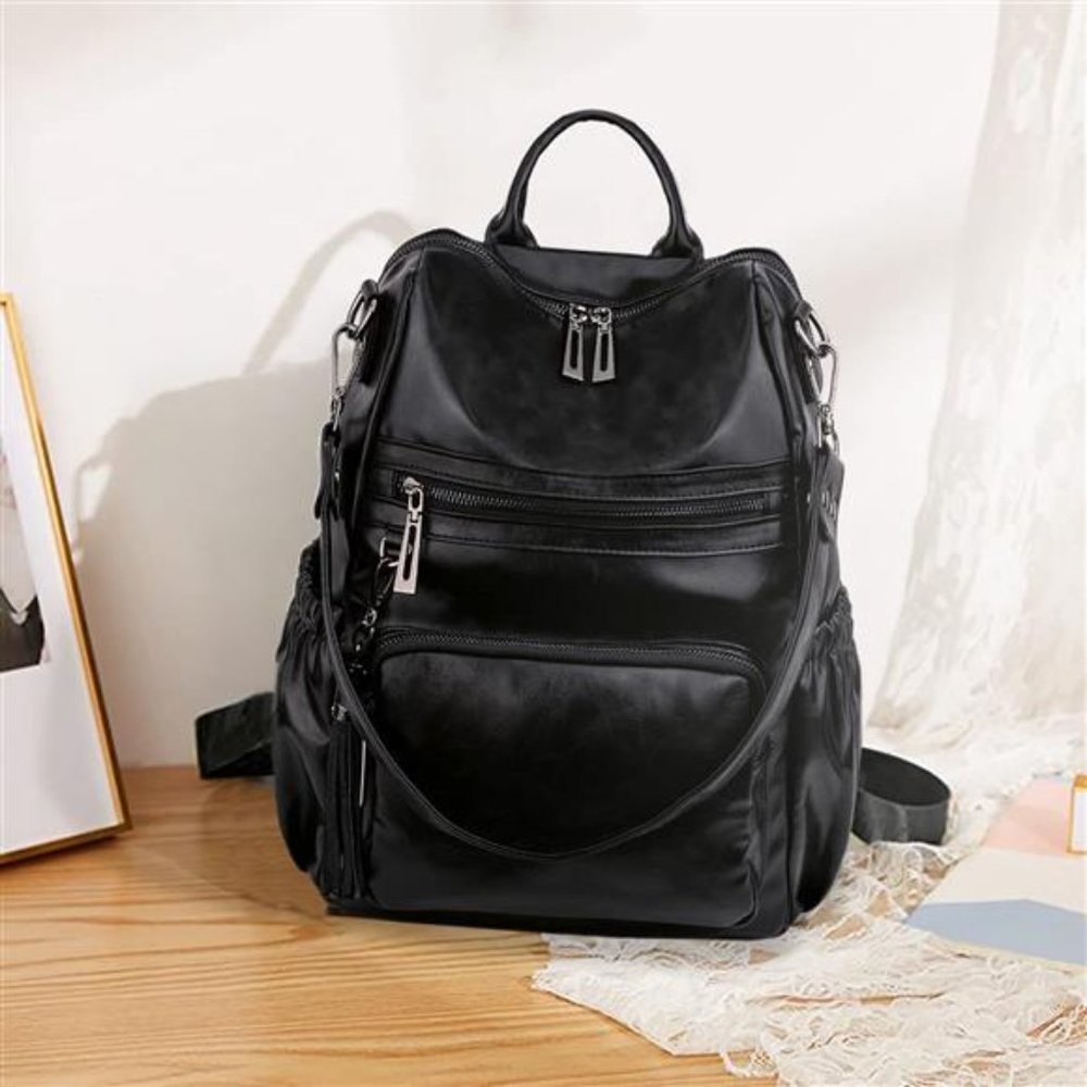 Women Backpack Purse Leather Vegan Ladies Fashion Designer Bag with Tassel
